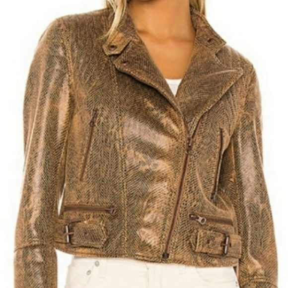 FREE PEOPLE SNAKE FÉNIX FAUX-LEATHER JACKET - Picture 3 of 12